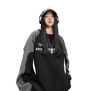 oversize美式復古插肩袖重磅衛衣男春秋款設計感小眾潮牌高街外套