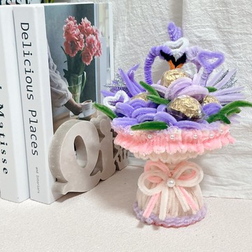 【手工訂製】真愛幸福天鵝金沙花束(金沙巧克力5顆)