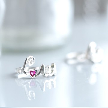 Love 紅寶石戒指 925銀
