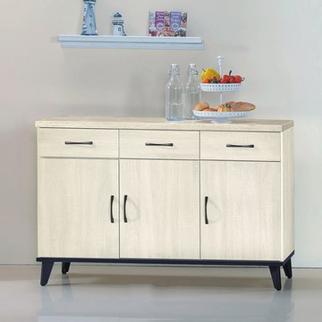 MUNA家居 達格鋼刷白4尺餐櫃/碗盤櫃(下座) 121X43X81.4cm