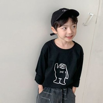 塗鴉風小怪獸長袖上衣 薄長袖 長袖 男童 橘魔法 現貨 兒童 童裝【BB0535】