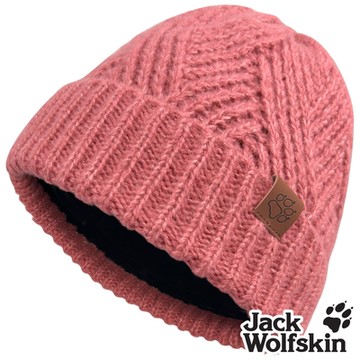Jack wolfskin飛狼 交叉針織紋內刷毛保暖帽 羊毛帽『桃粉』