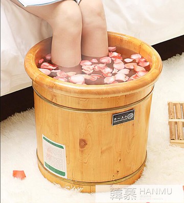 香柏木泡腳桶木質40cm過小腿洗腳桶家用泡腳盆木盆實木足浴桶木桶