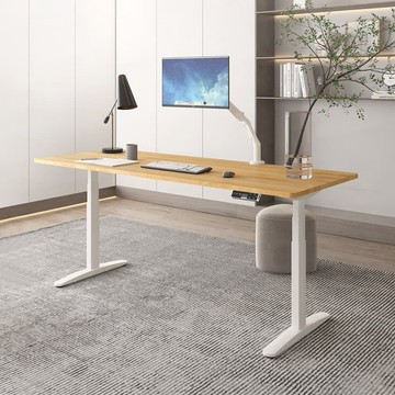 三節電動升降桌組【升級款-磁吸收納型】120x60 桌腳黑+桌板原木色120*60