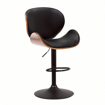 E-home Walter沃特PU曲木升降黑腳吧檯椅-兩色可選黑色