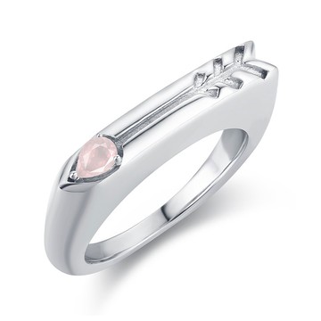 粉晶圖章戒指-箭心形客製女戒-925純銀印章情侶對戒-免費刻字