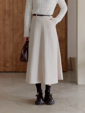 簡約垂墜感A字傘裙-附皮帶