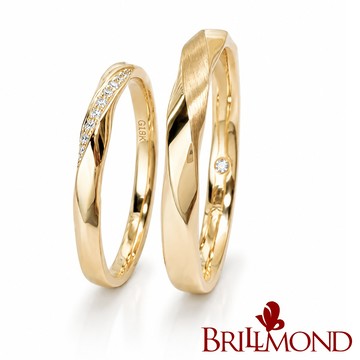 【BRILLMOND】男女對戒 18K黃金 天然鑽石 緞光男女對戒(男女戒任選 厚實戒台)