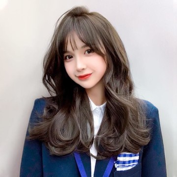 。假發女中長發夏季網紅微卷長卷發全頭套式仿真自然圓臉假發套頭