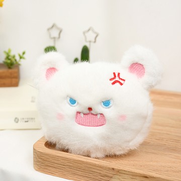 療癒立體絨公仔鑰匙圈-白炸毛