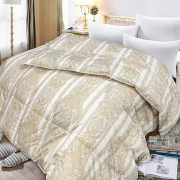 【FITNESS】皇爵頂級日本印花雙人羽絨被98%(金色)_TRP多利寶