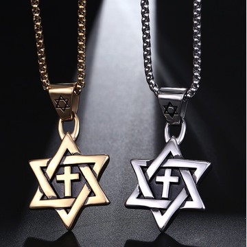 霸氣六芒星項鏈男士復古簡約個性潮人吊墜學生掛件飾品配飾禮物