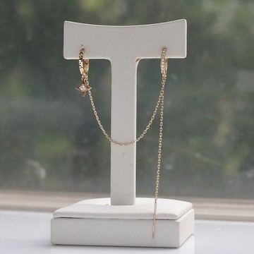 14K 光芒星耳扣長耳環(單個)