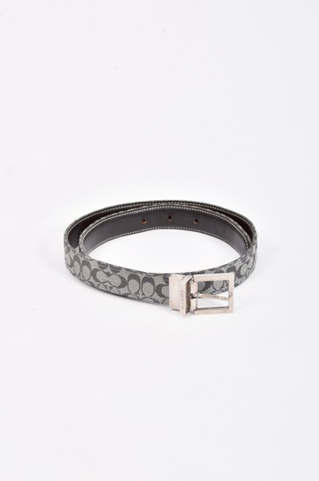 coach灰色經典滿版logo皮帶