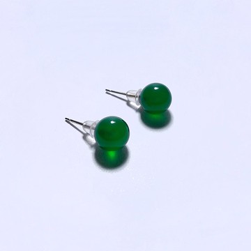 天然礦石 綠瑪瑙 925純銀 耳針
