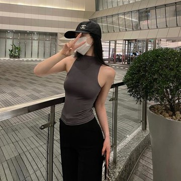 BLACK CHERRY無袖背心女夏外穿設計性感修身內搭T恤辣妹上衣薄款
