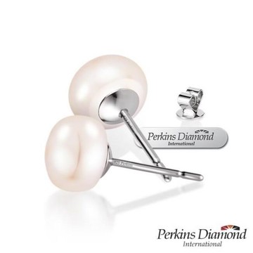 PERKINS 伯金仕 7.5-8mm 天然圓扁形珍珠耳環