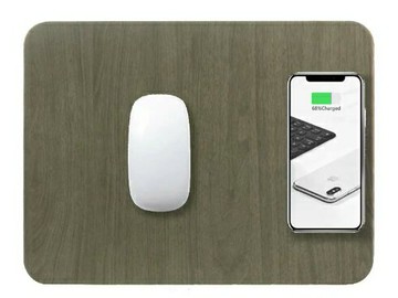 強強滾優選~ 15W高質感皮質木紋無線快充滑鼠墊_無線快充_Android、iphone12以後 適用