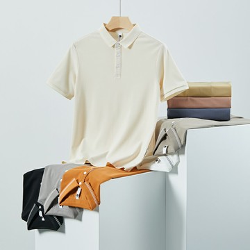 漢斯卡短袖POLO衫男夏季新款潮牌百搭翻領休閑珠地棉純色半袖上衣