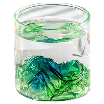 蕉蕉購物 日式復古觀山彩色玻璃杯  綠山  1組