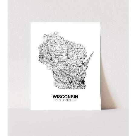 Eleville 18X24 Unframed Wisconsin United States Country View Abstract Road Modern Map Art Print Canvas Poster Wall Office Home Decor Minimalist Line A