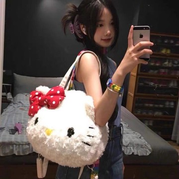 ✨壹灣出貨✨HelloKitty毛絨包包女秋冬日係大號託特包可愛kitty貓學生雙肩包 U5WO