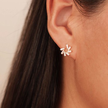 s925銀法式精緻mini養耳朵耳釘 防敏感女生鋯石耳釘 禮物交換