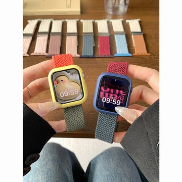 《台灣出貨》適用 APPLE WATCH 撞色編織錶帶 尼龍錶帶 拼色錶帶 S11 S10 45mm 46mm 女士錶帶