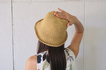 阿母の手做帽-夏日紙繩帽/簡約中圓帽/淺土黃/郊遊/禮物