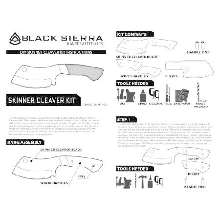 Black Sierra Skinner Cleaver Kit, Build Your Own Dependable Field Ready Cleaver, DIY Kit for the Outdoorsman and Hobbyist, Comes with Leather Sheath