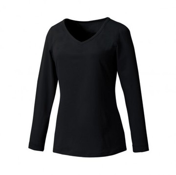 ├登山樂┤臺灣 Mountneer 山林 女V領遠紅外線保暖衣 # 32K66-01 黑