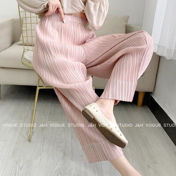 高端夏季三宅褶皺褲女高腰通勤顯瘦薄款百褶垂感煙管褲一生直筒褲