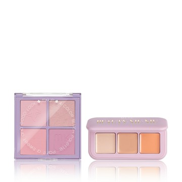 MKUP 美咖【新品上市】紫想澎嫩四色腮紅盤＋美肌修修三色遮瑕盤