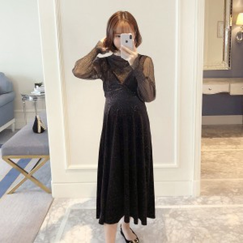 マタニティ ワンピース マタニティウエア ワンピース ロング キャミソールワンピース キャミワンピ ベルベット トップス シースルー 透け 通販 Lineポイント最大1 0 Get Lineショッピング