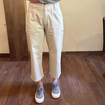 花木馬日系女裝後鬆緊修身九分褲