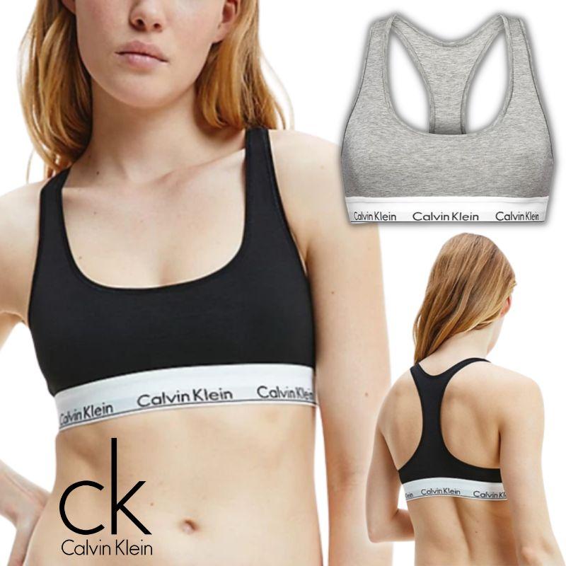 Calvin Klein ブラレット パッド入り グレー ラインロゴ XS - 下着