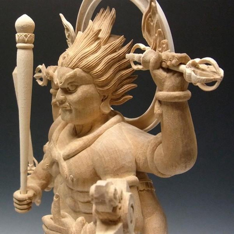 仏教工芸品　木彫仏像　最高級品　仏師手仕上げ品　大元帥明王立像 Amazon｜大元帥明王 木彫り仏像 桧木 立像 6面8臂 高さ38CM