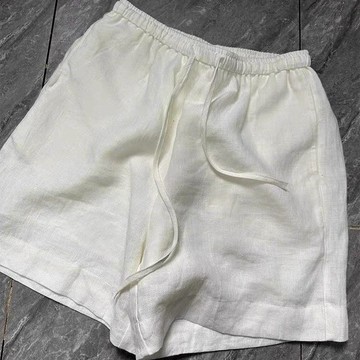 夏季薄款棉麻直筒顯瘦高腰闊腿褲休閒白色寬鬆簡約短褲百搭短褲子短褲女 寬褲女 短褲 五分褲 休閒短褲 居家短褲 a字短褲