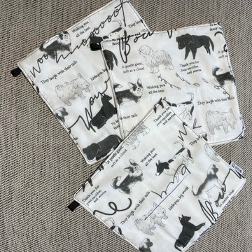 二重紗毛圈小方巾 | 狗狗滿版印花