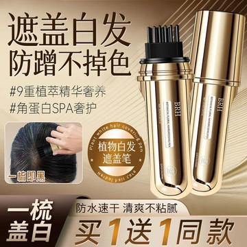 🚚臺灣出🚚BRH植物小金管多肽美髮筆 一次性白髮遮蓋美髮筆 植物花香一梳變黑 臨時補色美髮筆 美髮棒 隨身攜帶