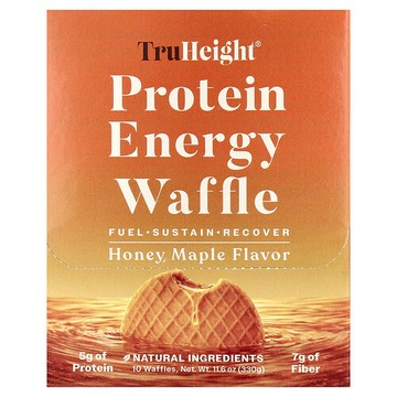 TruHeight, Protein Energy Waffle, Honey Maple, 10 Waffles, 1.2 oz (33 g) Each