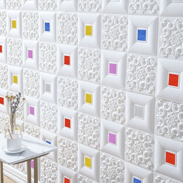 墻紙家用自粘3d立體墻貼紙臥室床頭軟包客廳天花板裝飾背景墻壁紙