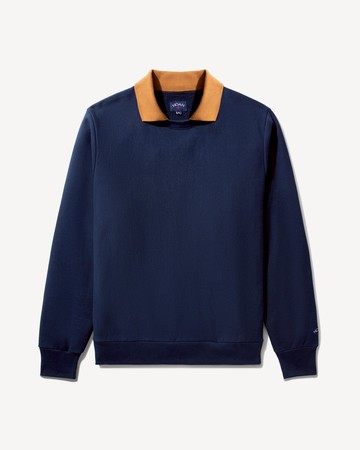 Noah Polo Collar Crewneck Navy/Camel / S