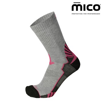 MICO CAMINO COOLMAX 中筒健行襪 CA1510 (21) 【783灰-桃邊】(義大利、排汗快乾、舒適透氣)