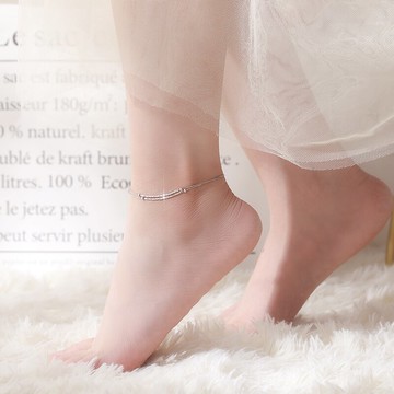 簡約雙層腳鏈女s925純銀ins抖音網紅韓版時尚性感腳踝鏈新款