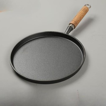 鑄鐵平底鍋家用烙餅鍋無涂層不粘鍋手抓餅煎餅鍋鐵板鏊子生鐵批發