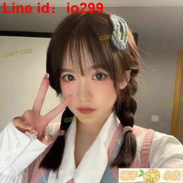 假發女甜妹雙麻花辮自然減齡空氣劉海蓬鬆顯白圓臉百搭    最