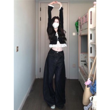 假兩件蕾絲拼接長袖t恤女2025新款早秋季韓系穿搭高級感chic上衣