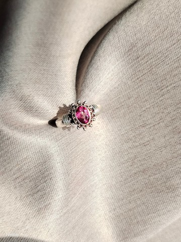 商品在台 天然 粉色 托帕石 戒指 尼泊爾 手工製 925純銀