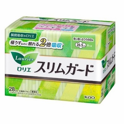 花王 ロリエ スリムガード 多い昼〜ふつうの日用 羽つき 20.5cm[生理用品 ナプキン 衛生用品 極うす 多い日] 28コ入[医薬部外品]